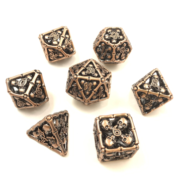 Skull & Bones Antique Hollow Copper 16mm 7 piece set
